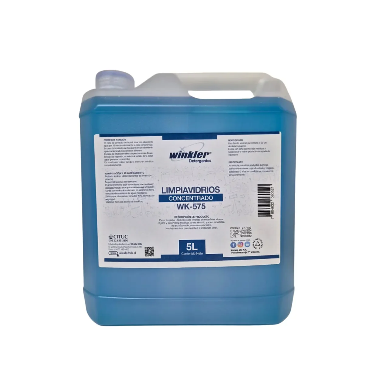 Limpiavidrios Industrial Concentrado - 5 Litros WK575