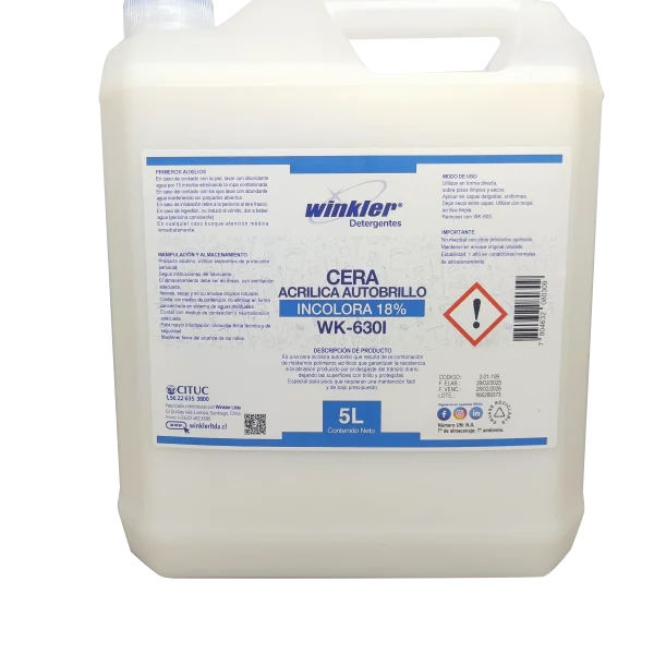 Cera Acrilica Autobrillo Incolora 18 % Env. 5 L. Wk-630I