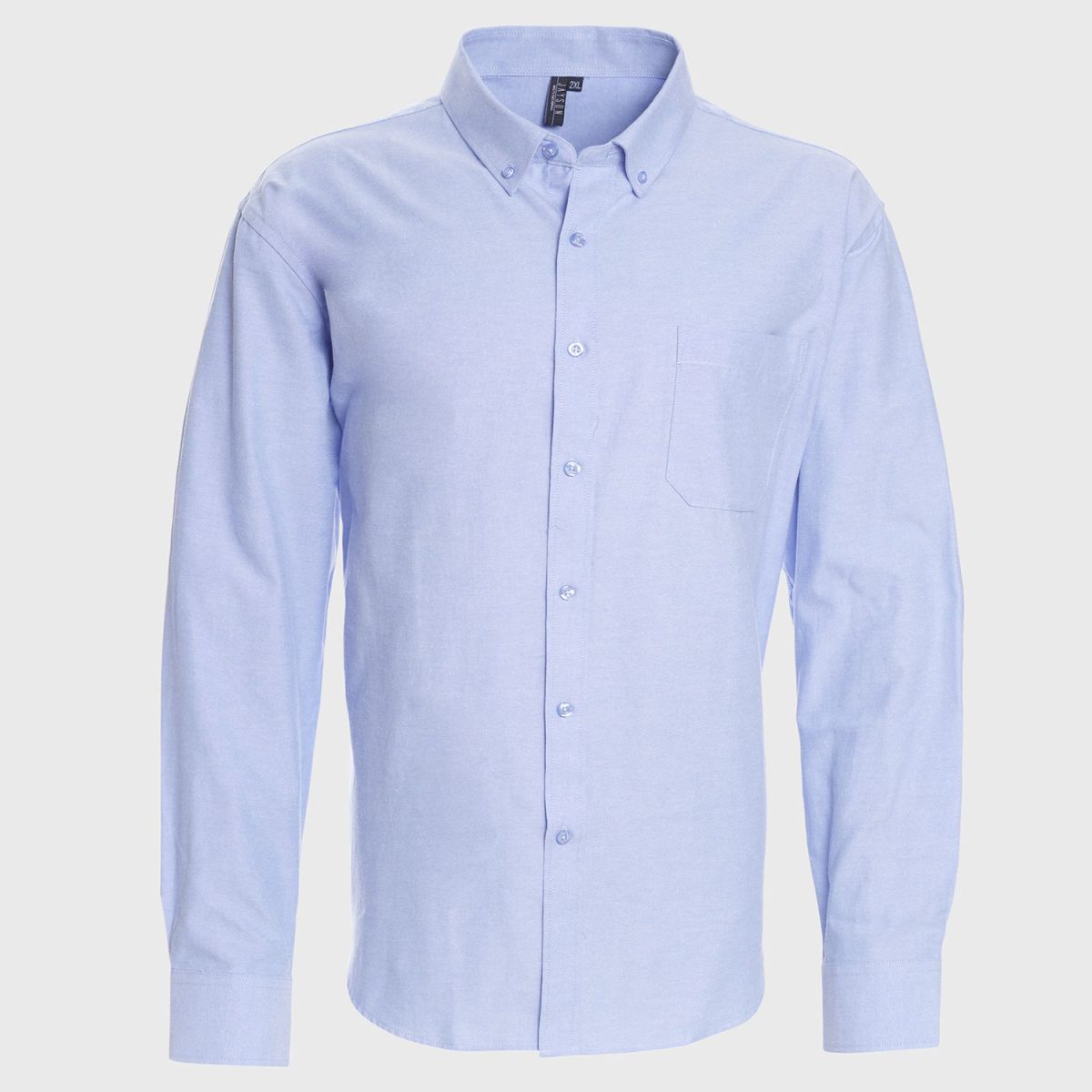 Camisa Oxford Comfort B/Pegado M/L Celeste y Blanco